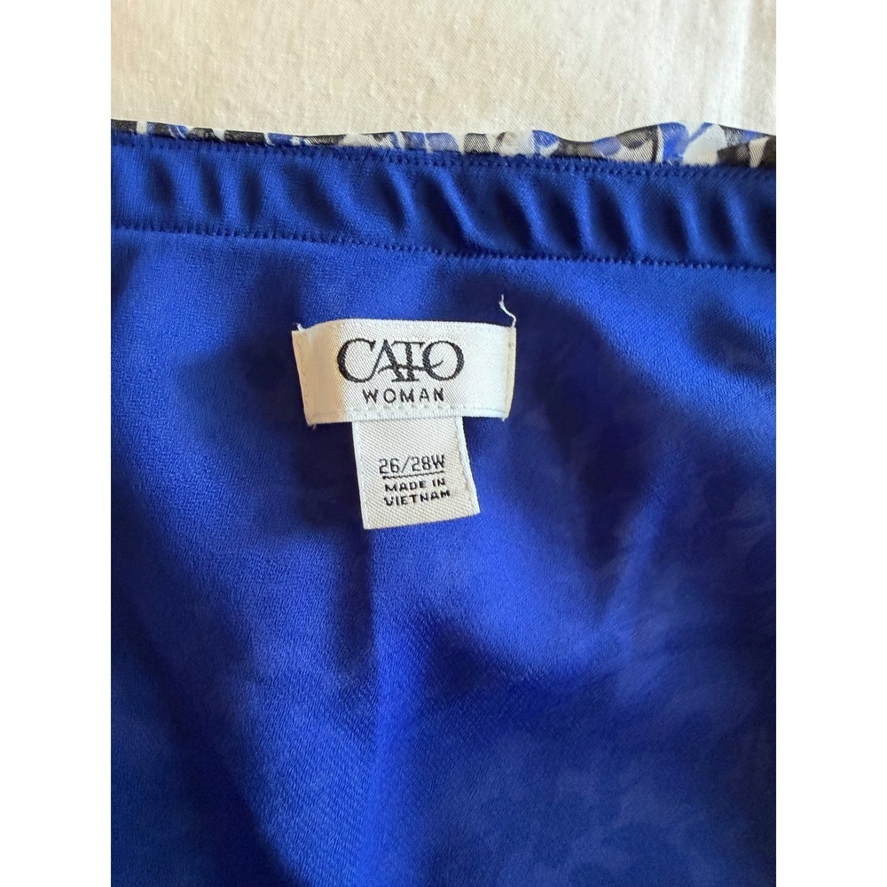 Cato Woman Blue Black Leaf Print Chiffon Blouse and Maxi Skirt Set 26/28W Plus - Picture 11 of 14